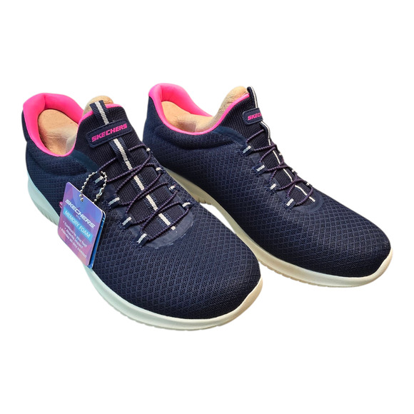 Skechers Sneakers Womens Size 10 Navy/Hot Pink Ultra Flex Slip On Memory Foam - Picture 1 of 12
